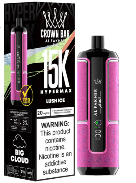 AL FAKHER CROWN BAR 15K HYPERMAX DISPOSABLE- LUSH ICE 6MG - MrVapora.pk