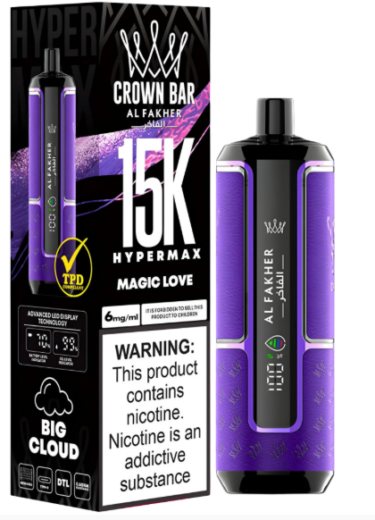 AL FAKHER CROWN BAR 15K HYPERMAX DISPOSABLE- MAGIC LOVE 6MG - MrVapora.pk