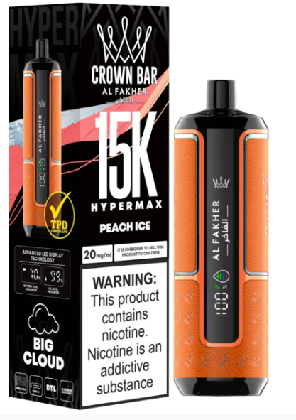AL FAKHER CROWN BAR 15K HYPERMAX DISPOSABLE- PEACH ICE 6MG - MrVapora.pk