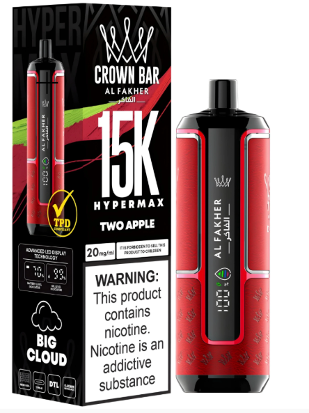 AL FAKHER CROWN BAR 15K HYPERMAX DISPOSABLE- TWO APPLE 6MG - MrVapora.pk