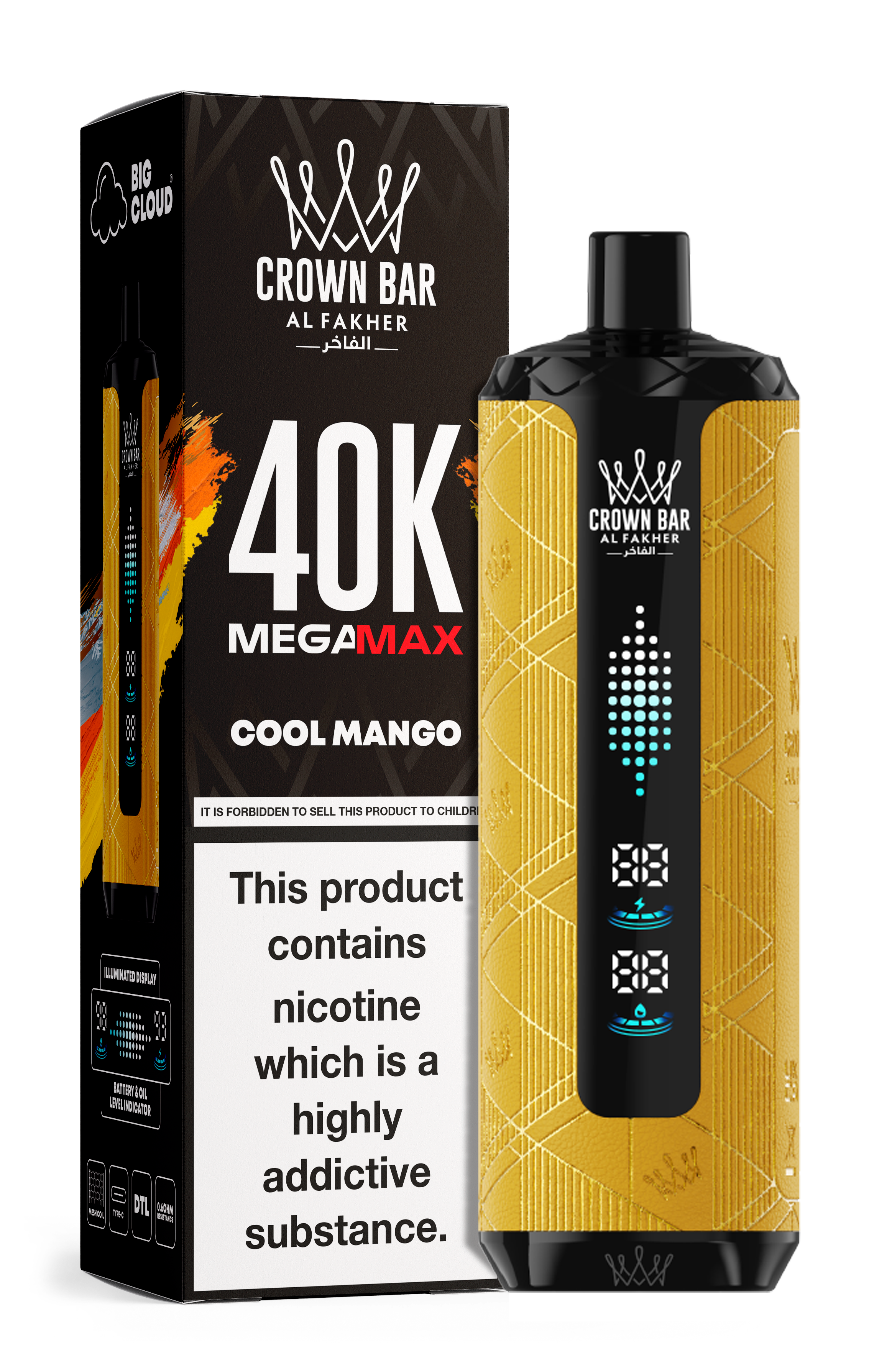 AL FAKHER MEGA MAX 40K CROWN BAR DISPOSABLE 6MG - MrVapora.pk
