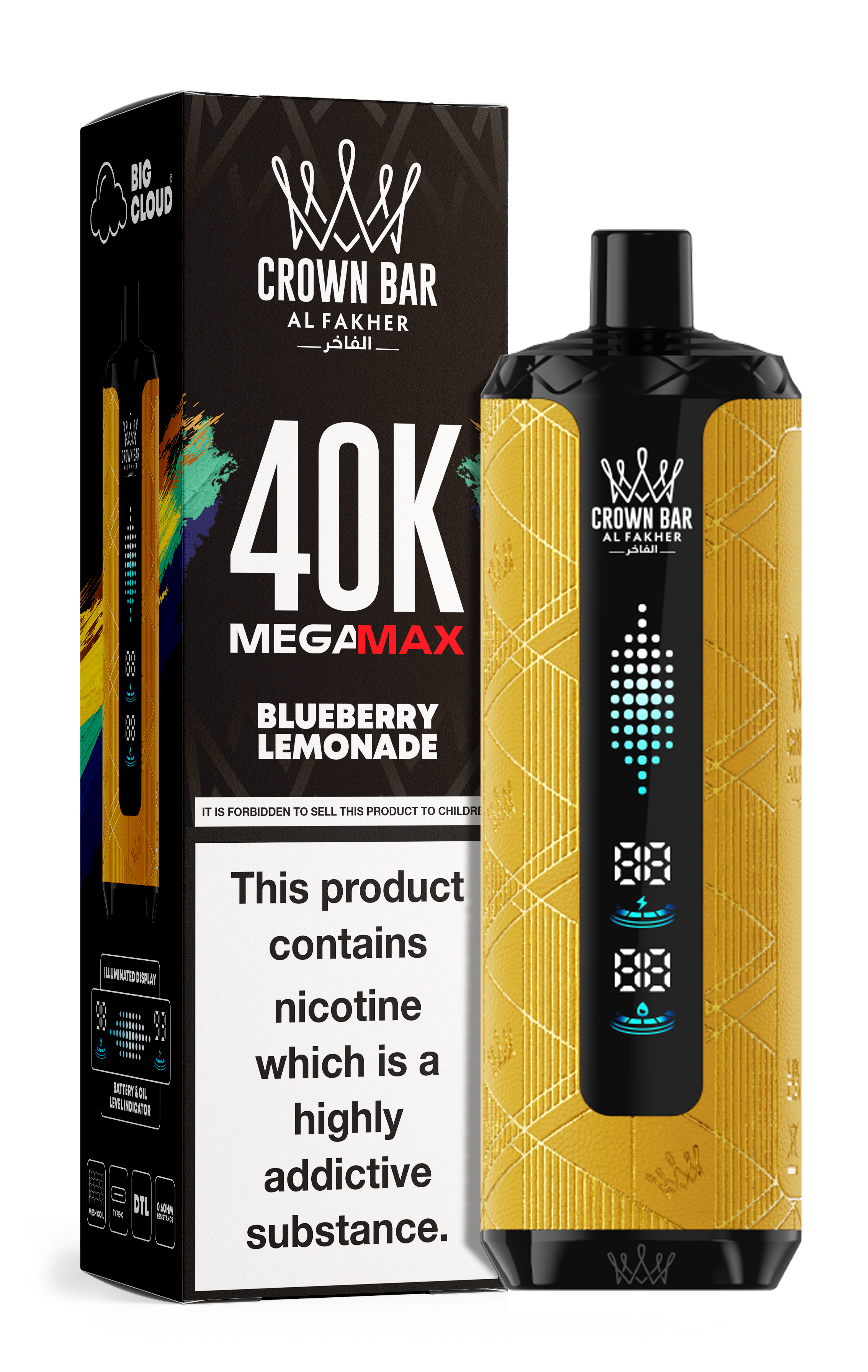 AL FAKHER MEGA MAX 40K CROWN BAR DISPOSABLE 6MG - MrVapora.pk