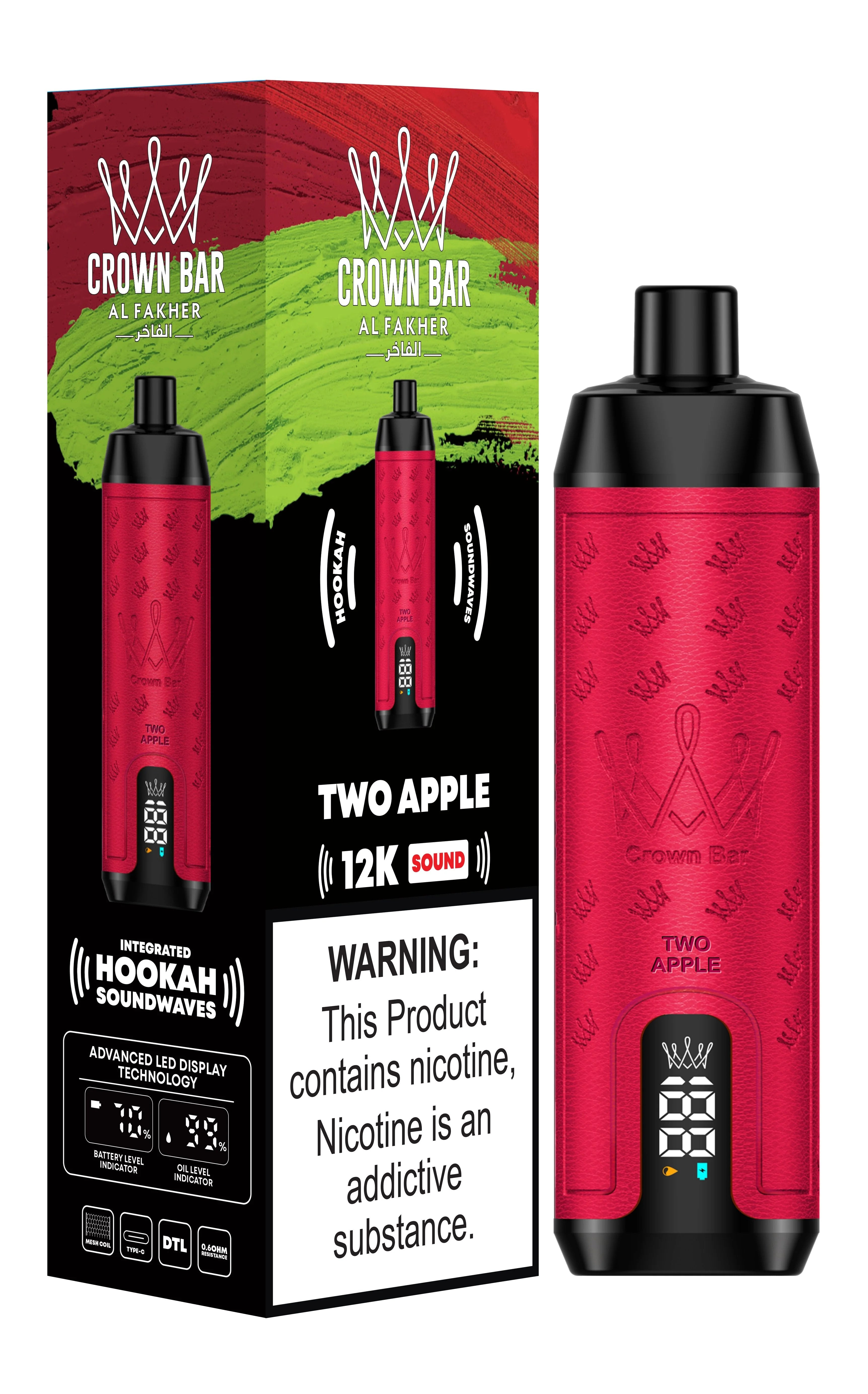 Al Fakher Crown Bar 12k Puffs Disposable Vape with Integrated Hookah Soundwaves - MrVapora.pk