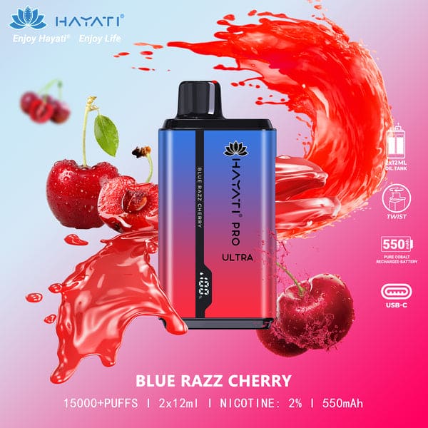 HAYATI PRO ULTRA BLUE RAZZ CHERRY 15000 PUFFS - MrVapora.pk