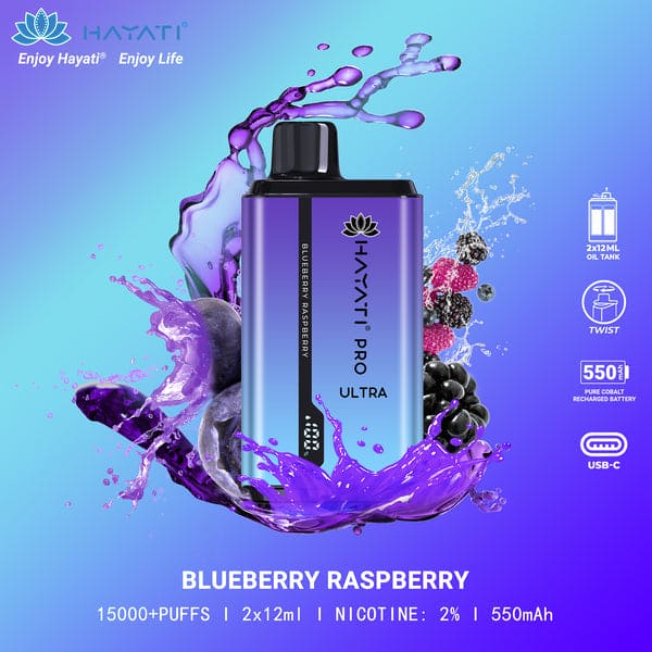 HAYATI PRO ULTRA BLUEBERRY RASPBERRY 15000 PUFFS - MrVapora.pk