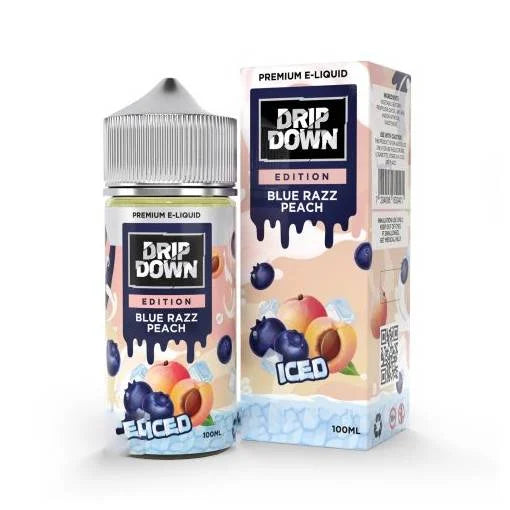 DRIP DOWN EDITION BLUE RAZZ PEACH ICE FREE BASE 100ML - MrVapora.pk