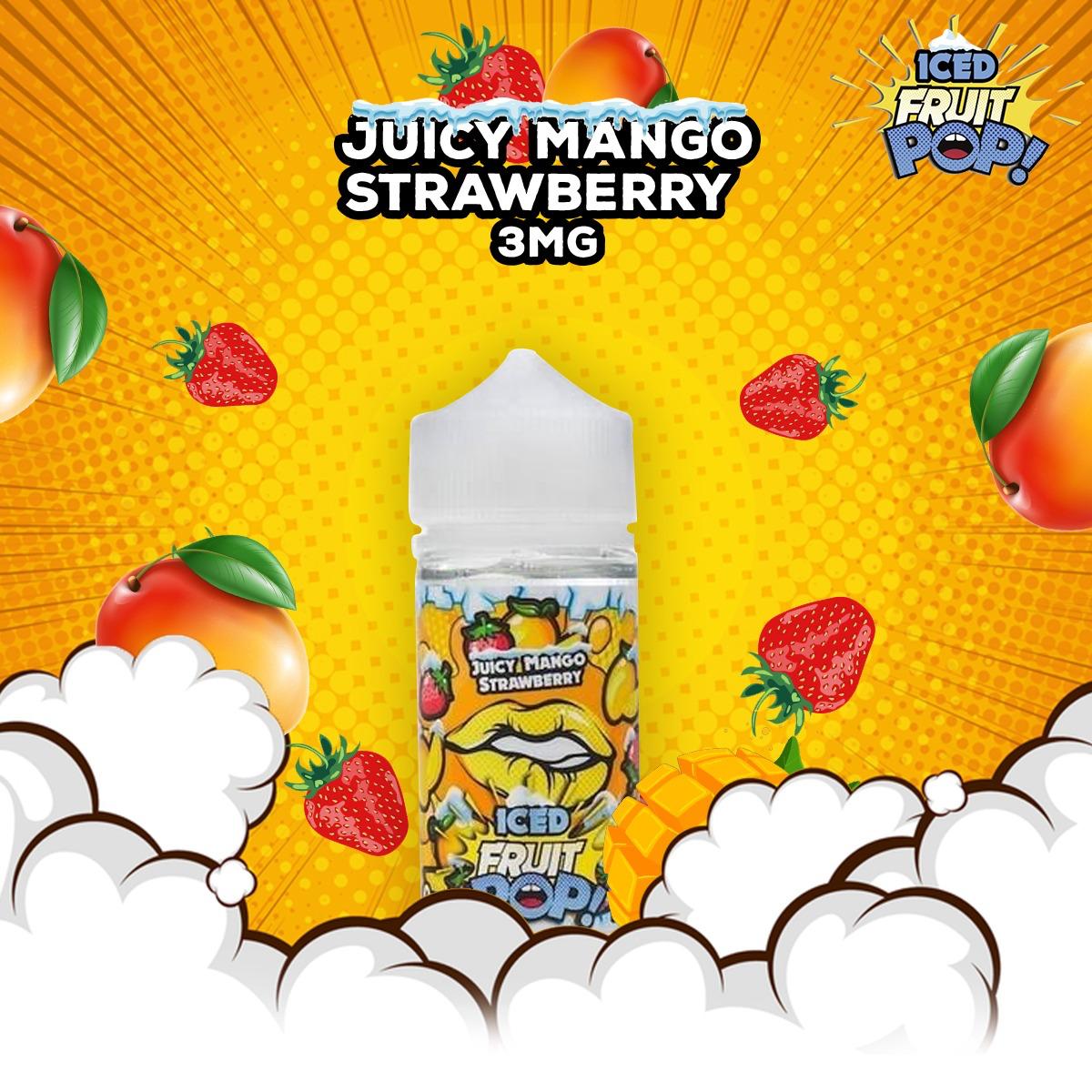 iced fruit pop vape juice JUICY MANGO STRAWEBRRY ICE 100ML- POP VAPORS