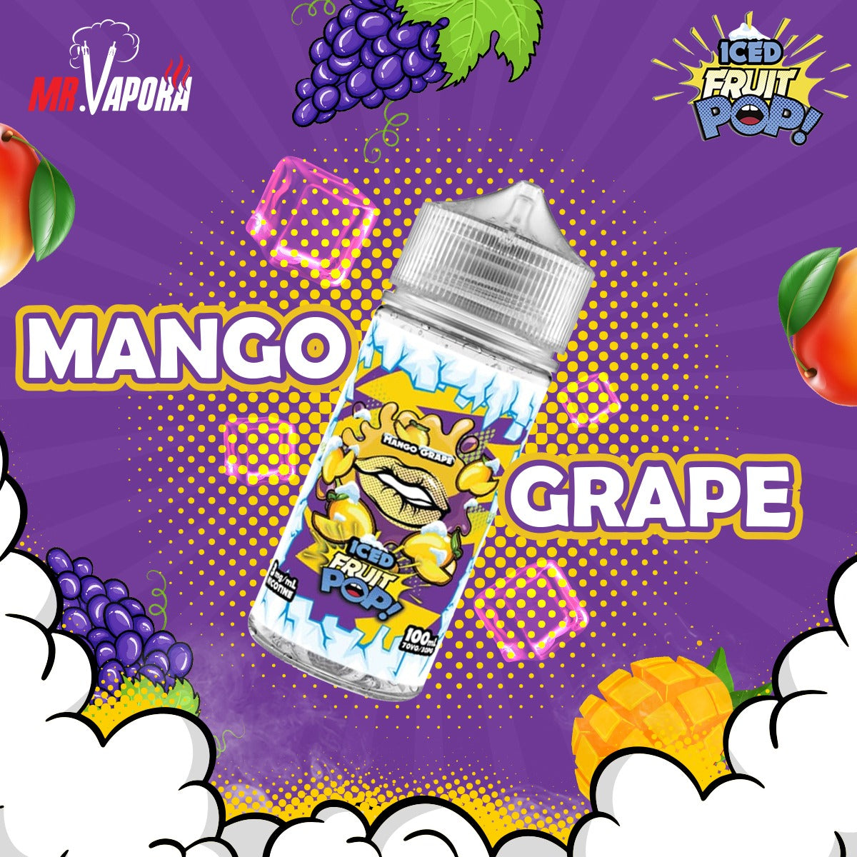 MANGO GRAPE ICE 100ML- POP VAPORS - MrVapora.pk
