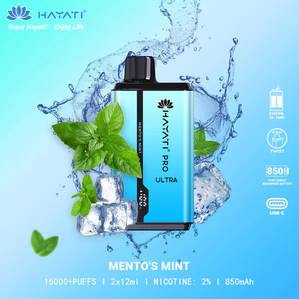 HAYATI PRO ULTRA MENTO'S MINT 15000 PUFFS - MrVapora.pk