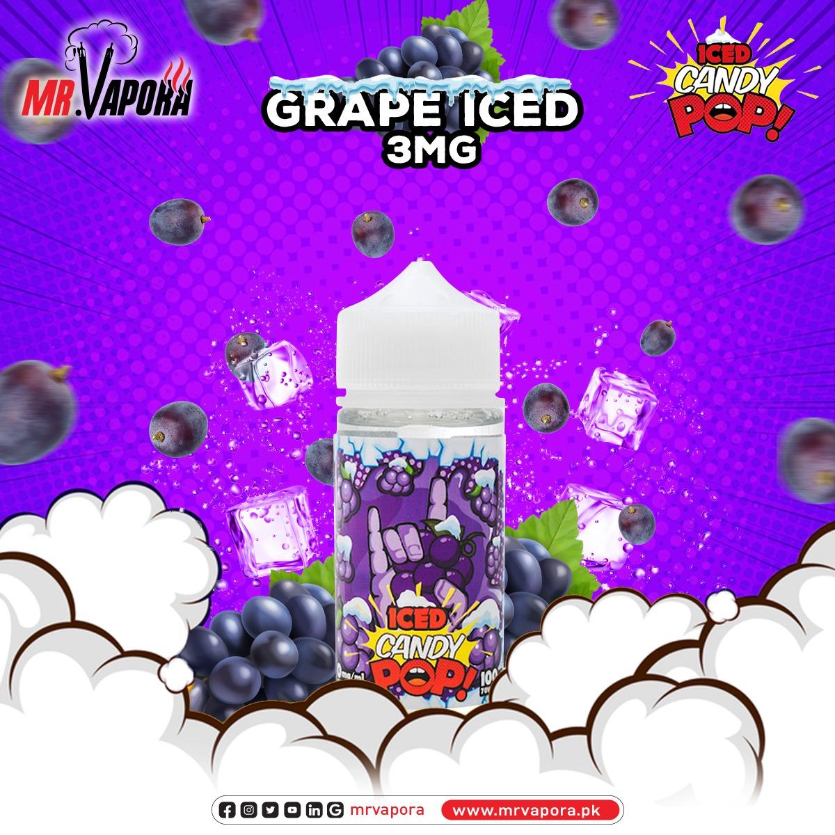 POP VAPORS - GRAPE ICED E- LIQUID- 3MG -100ML - MrVapora.pk