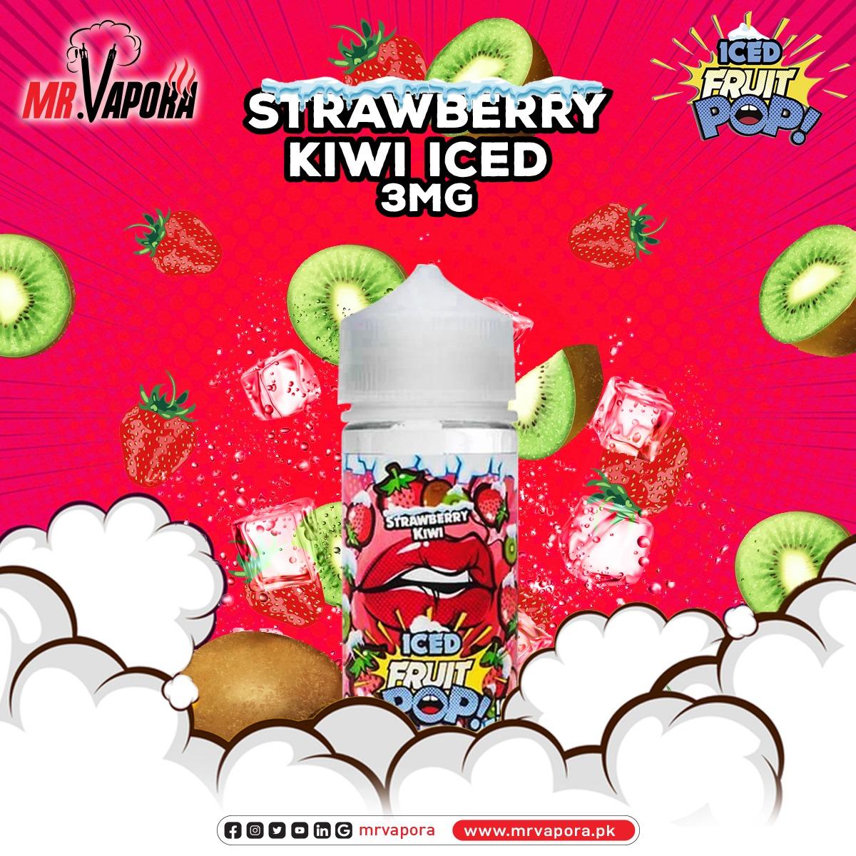 POPVAPORS - STRAWBERRY KIWI ICED 3MG - 100ML - MrVapora.pk