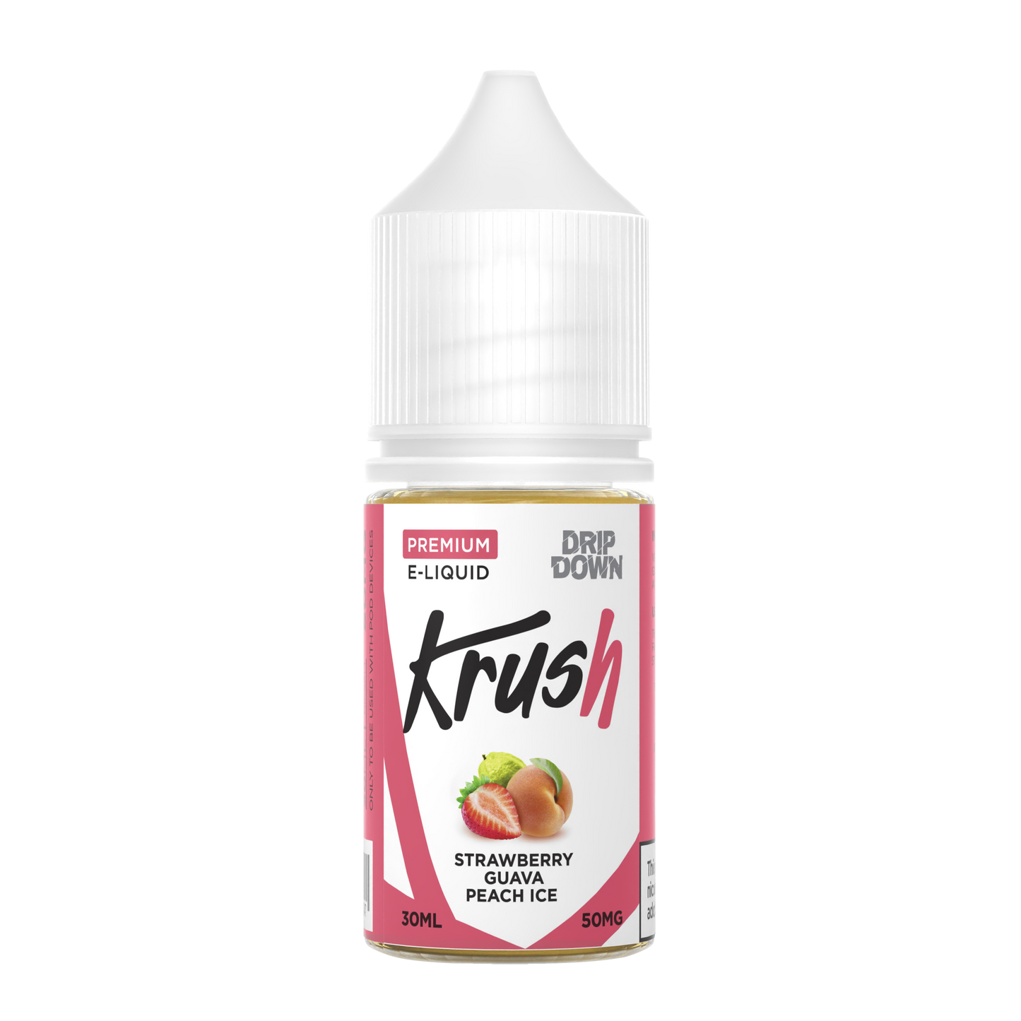 DRIP DOWN KRUSH SERIES STRAWBERRY GUAVA PEACH ICE 30MG,50MG - 30ML - MrVapora.pk