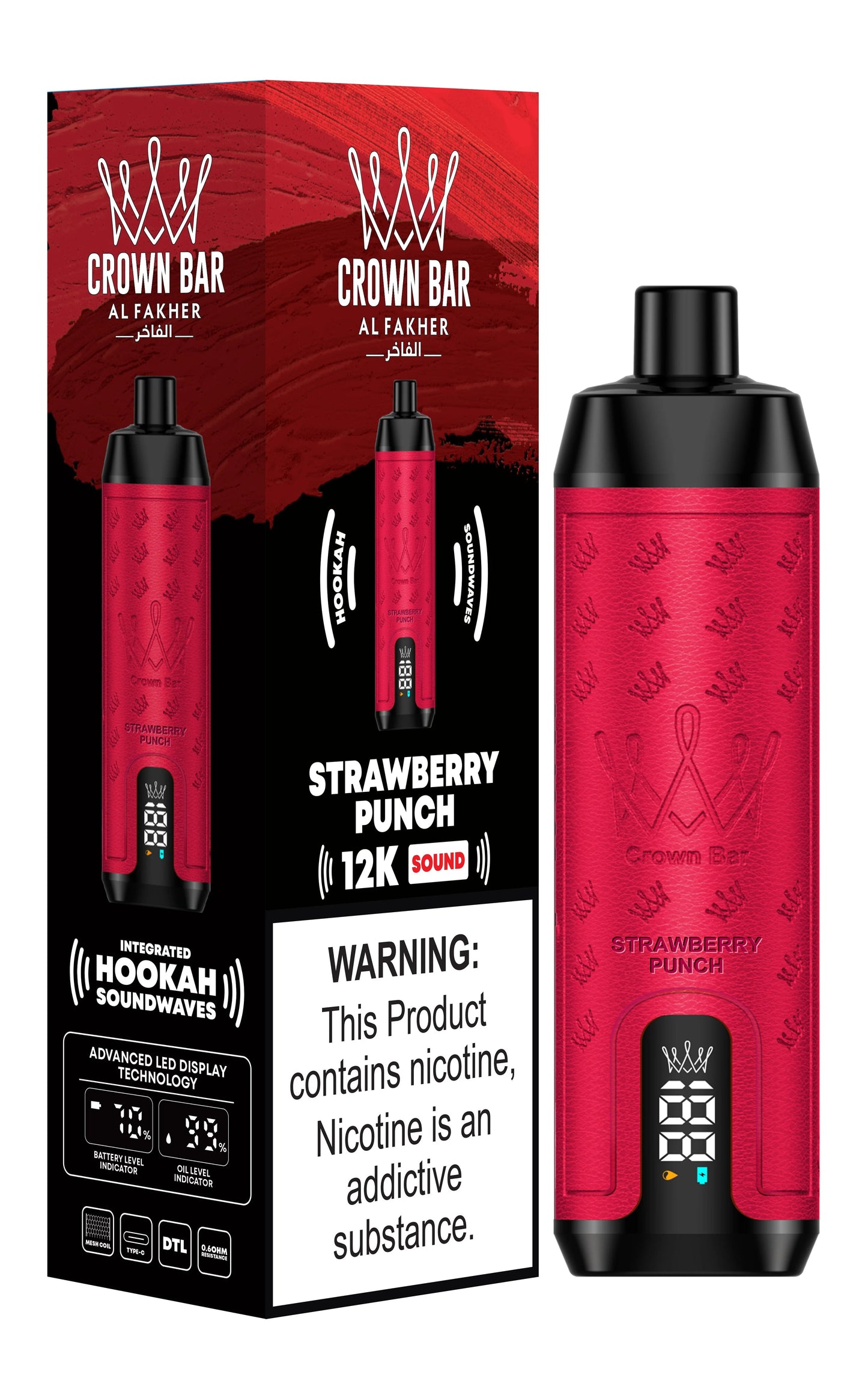 Al Fakher Crown Bar 12k Puffs Disposable Vape with Integrated Hookah Soundwaves - MrVapora.pk
