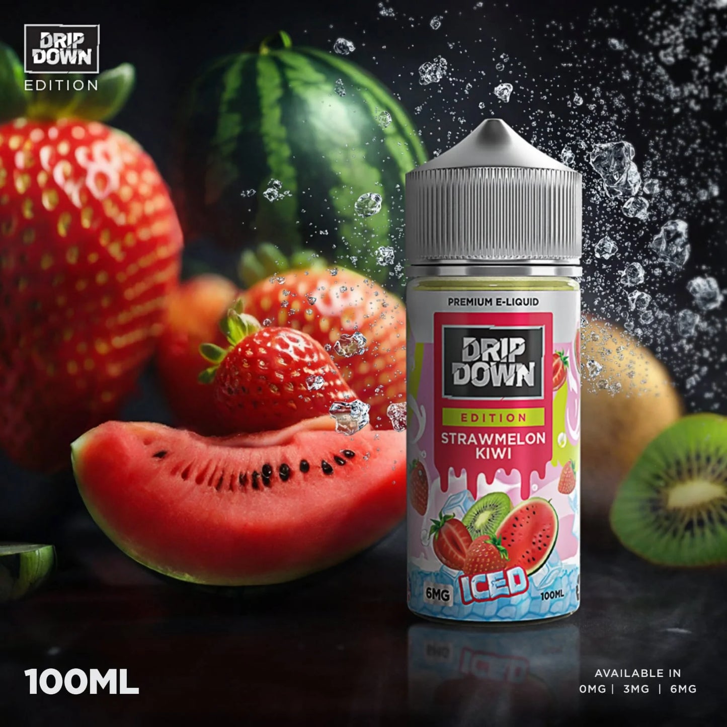 DRIP DOWN EDITION SERIES – STRAWMELON KIWI ICE 100ML - MrVapora.pk
