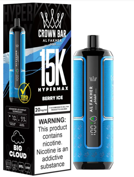 AL FAKHER 15K CROWN BAR  HYPERMAX DISPOSABLE-BERRY ICE 6MG - MrVapora.pk