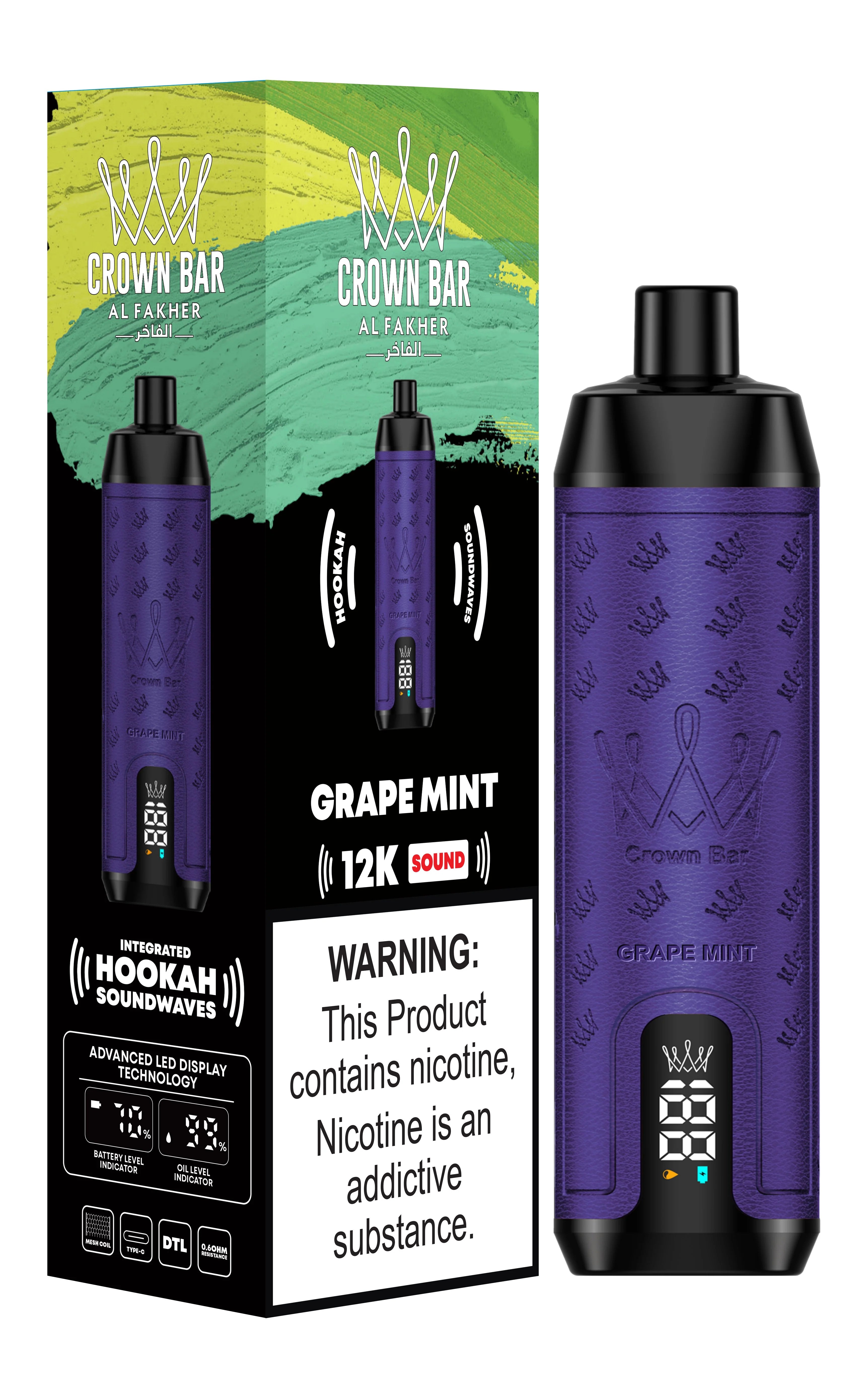 AL FAKHER CROWN BAR 12K PUFFS DISPOSABLE VAPE WITH INTEGRATED HOOKAH SOUNDWAVES - MrVapora.pk