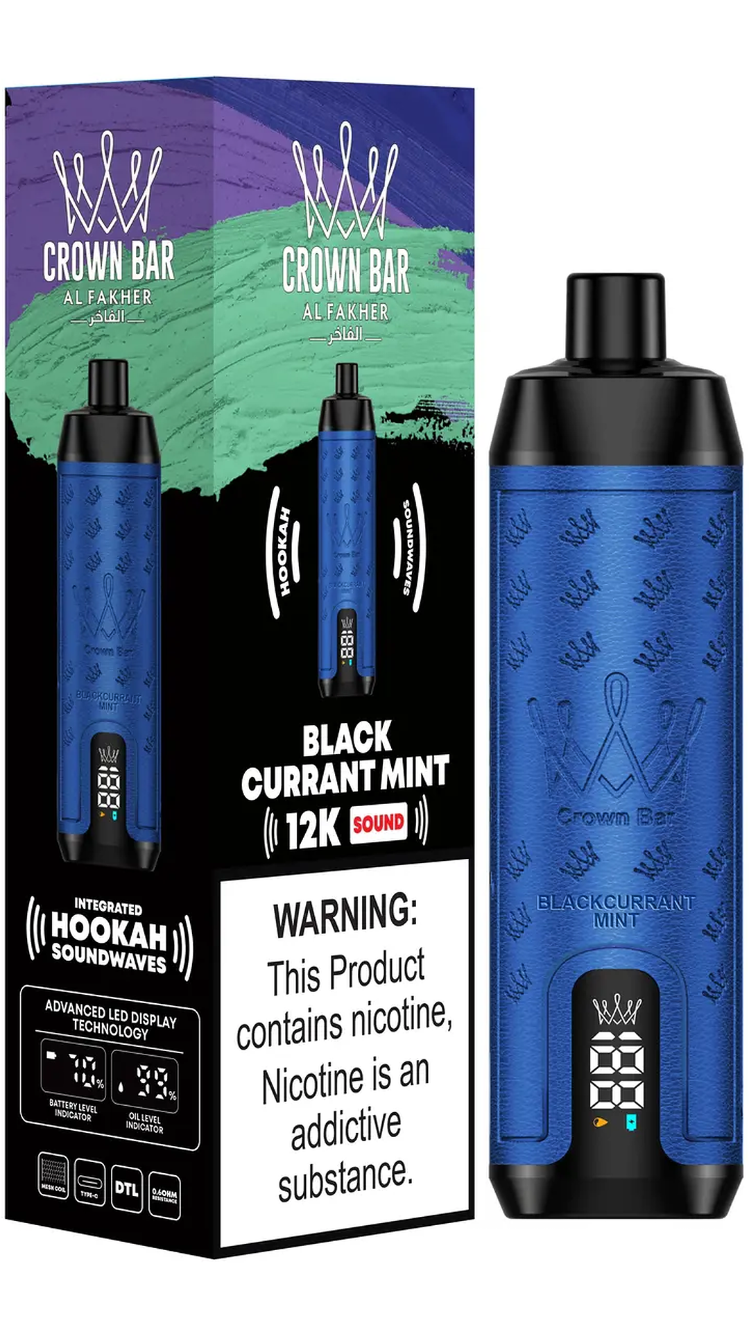 AL FAKHER CROWN BAR 12K PUFFS DISPOSABLE VAPE WITH INTEGRATED HOOKAH  SOUNDWAVES