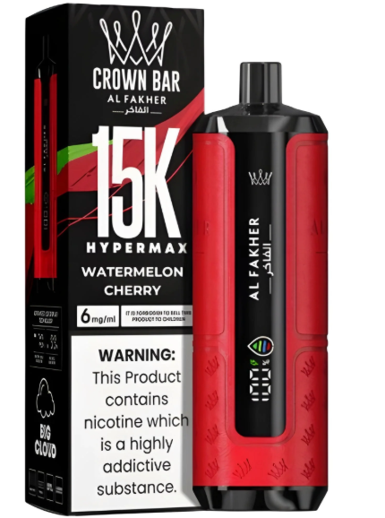 AL FAKHER CROWN BAR 15K HYPERMAX DISPOSABLE- WATERMELON CHERRY 6MG - MrVapora.pk