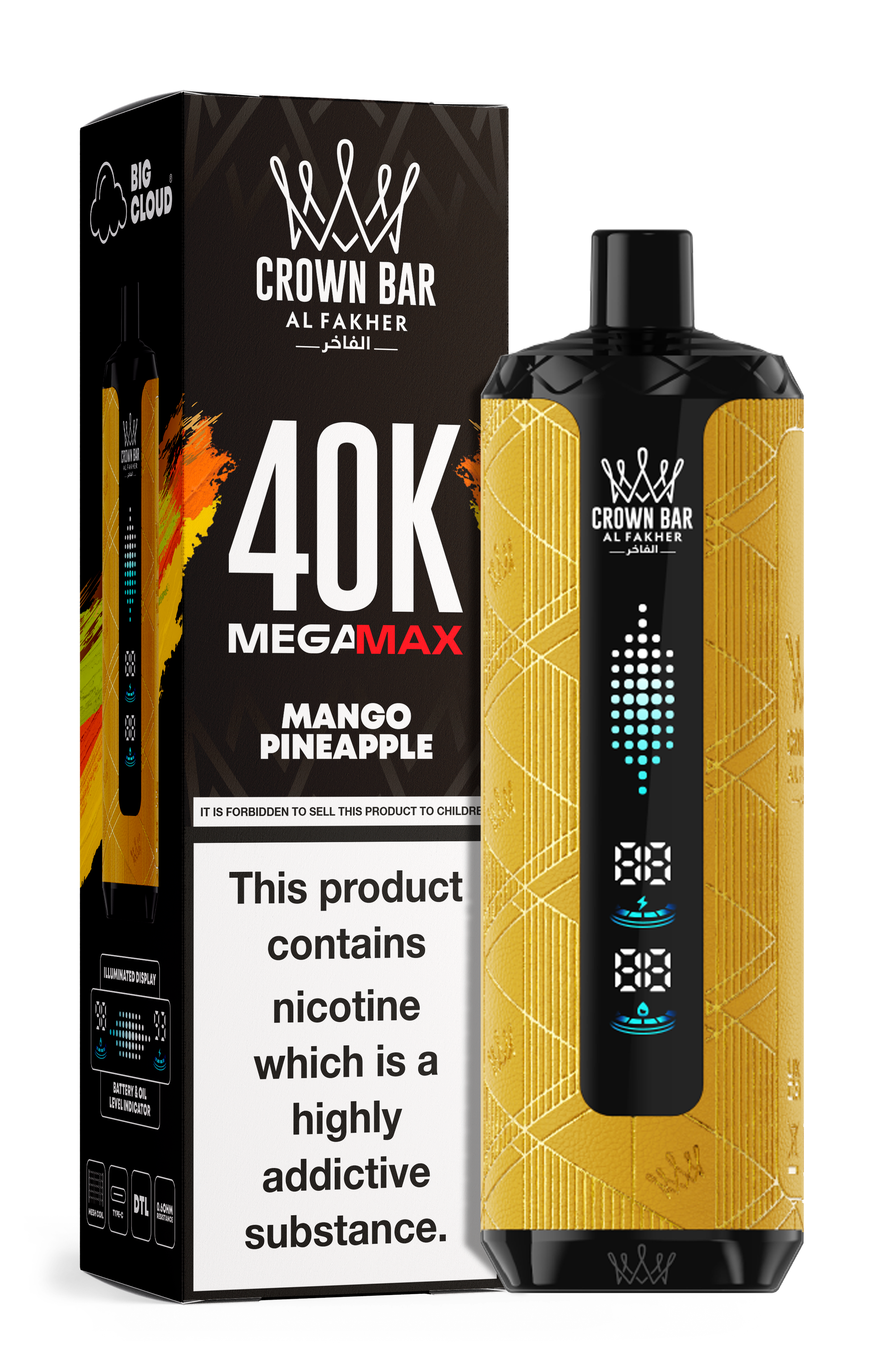 AL FAKHER MEGA MAX 40K CROWN BAR DISPOSABLE 6MG - MrVapora.pk
