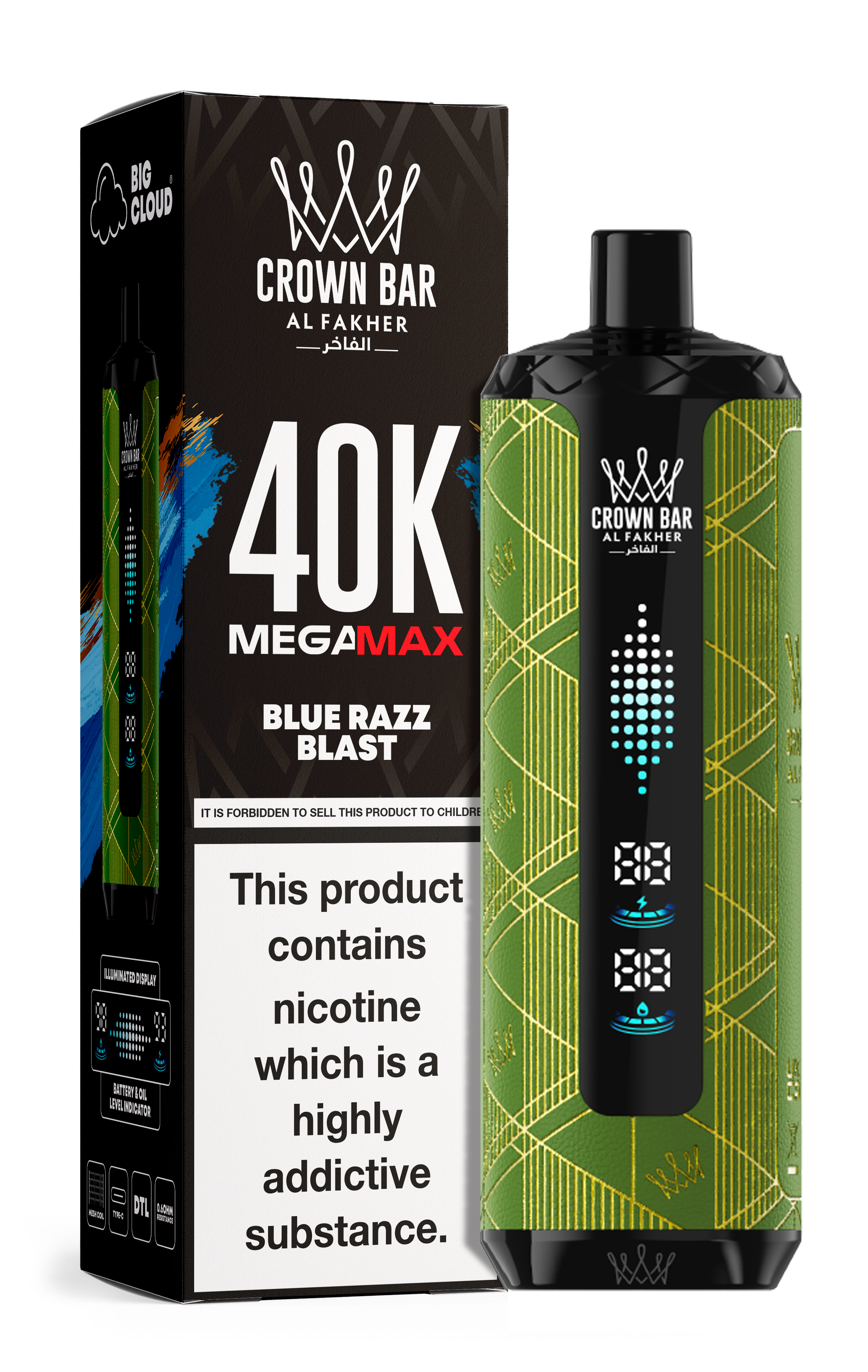 AL FAKHER MEGA MAX 40K CROWN BAR DISPOSABLE 6MG - MrVapora.pk