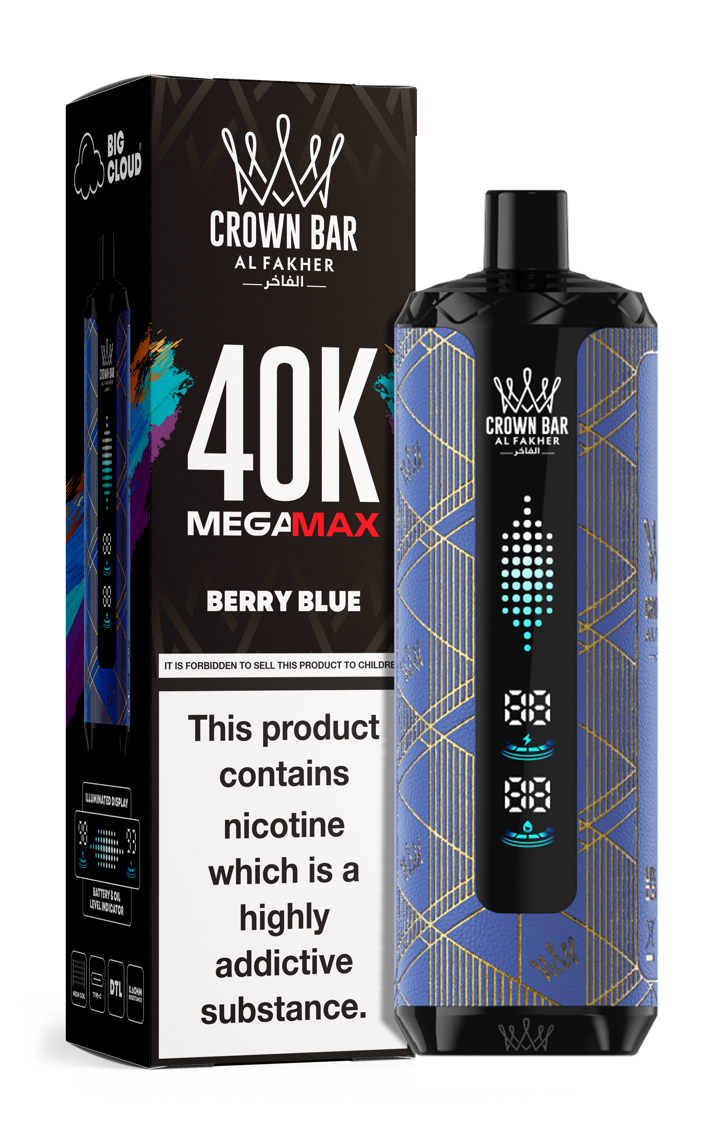 AL FAKHER MEGA MAX 40K CROWN BAR DISPOSABLE 6MG - MrVapora.pk