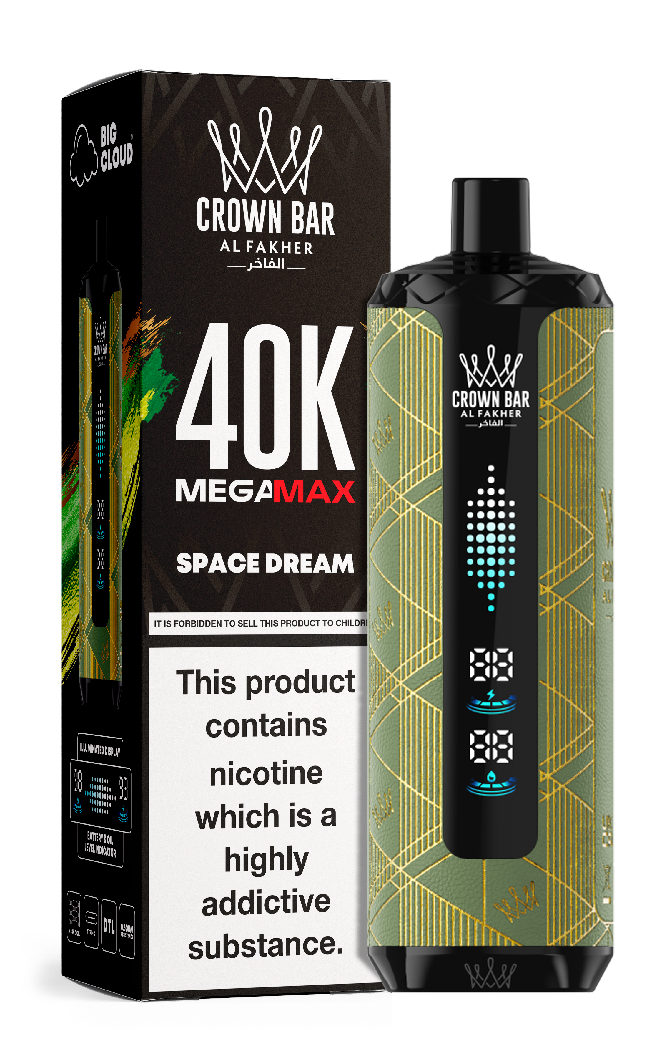 AL FAKHER MEGA MAX 40K CROWN BAR DISPOSABLE 6MG - MrVapora.pk