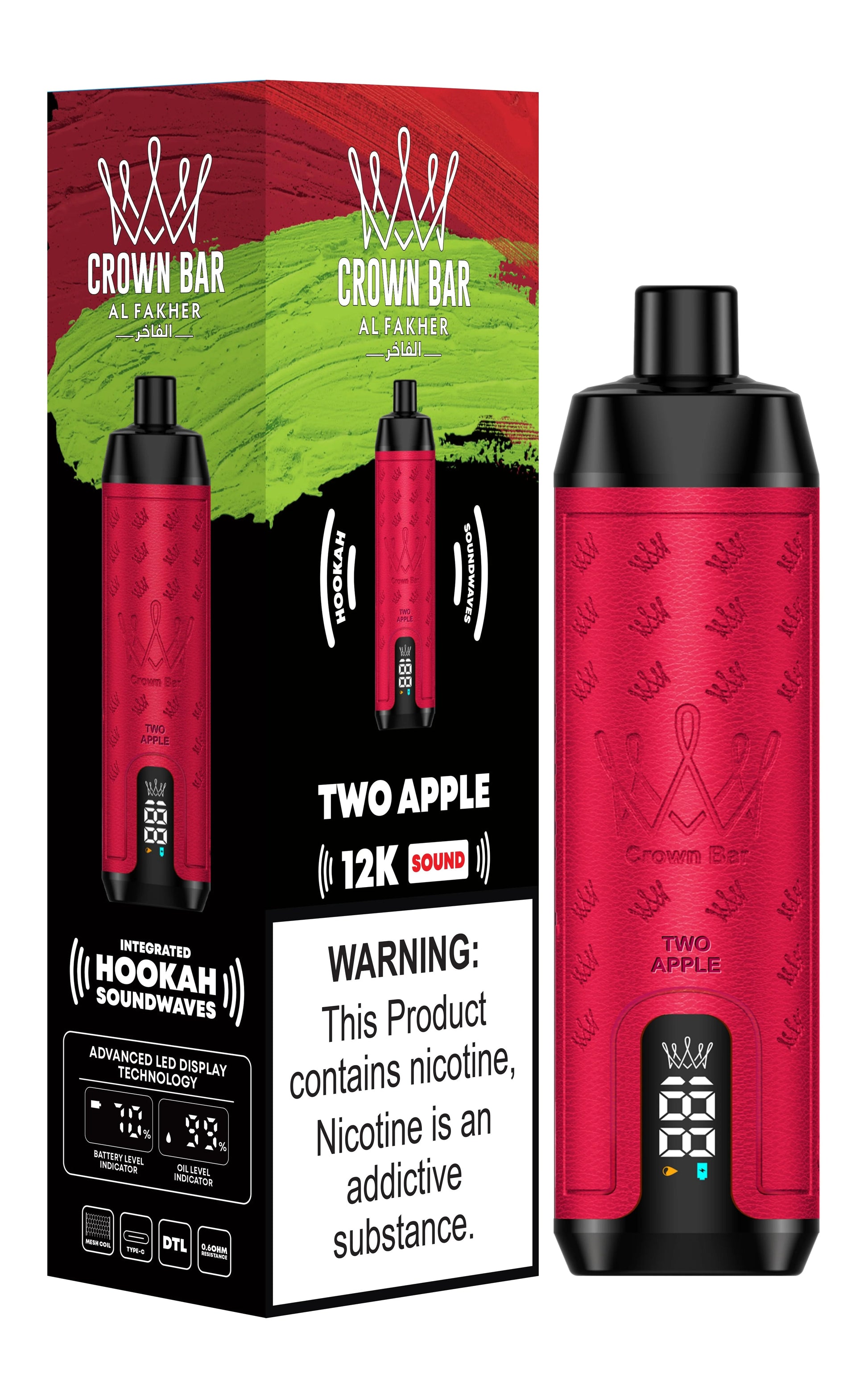 Al Fakher Crown Bar 12k Puffs Disposable Vape with Integrated Hookah Soundwaves - MrVapora.pk