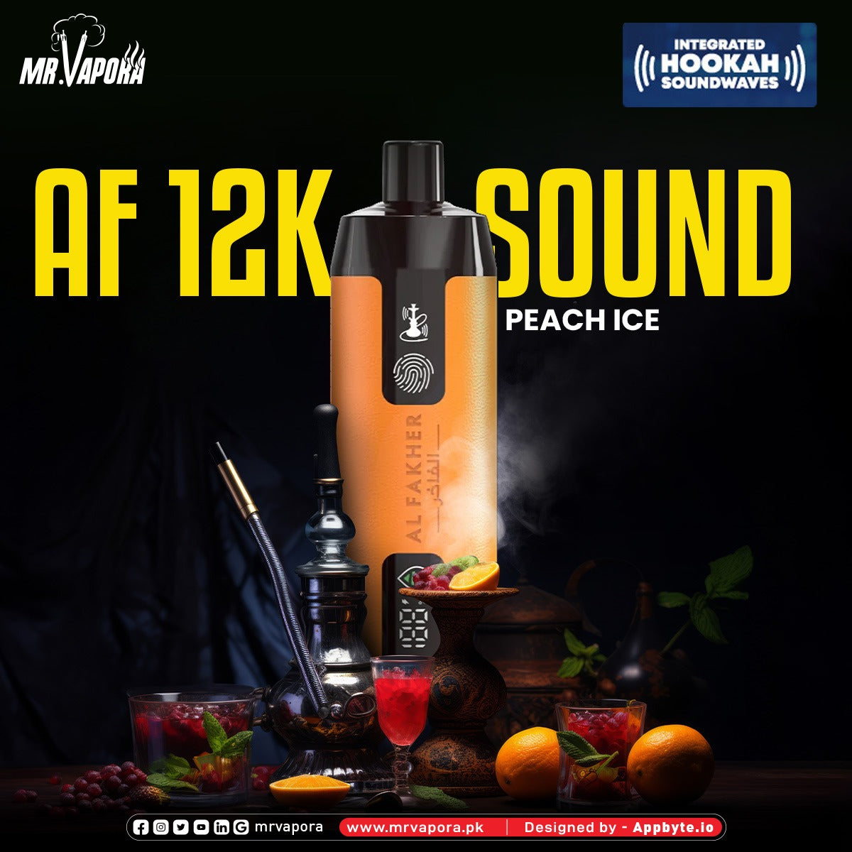 Al Fakher Crown Bar 12k Puffs Disposable Vape with Integrated Hookah Soundwaves - MrVapora.pk