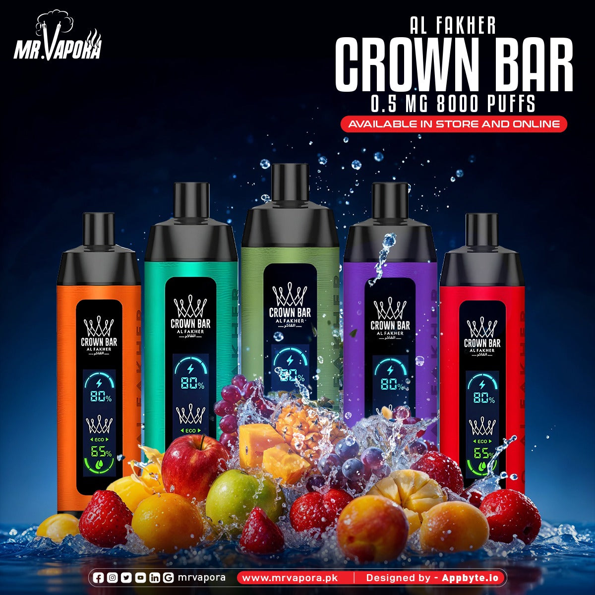 Al Fakher Crown Bar 12k Puffs Disposable Vape with Integrated Hookah Soundwaves - MrVapora.pk