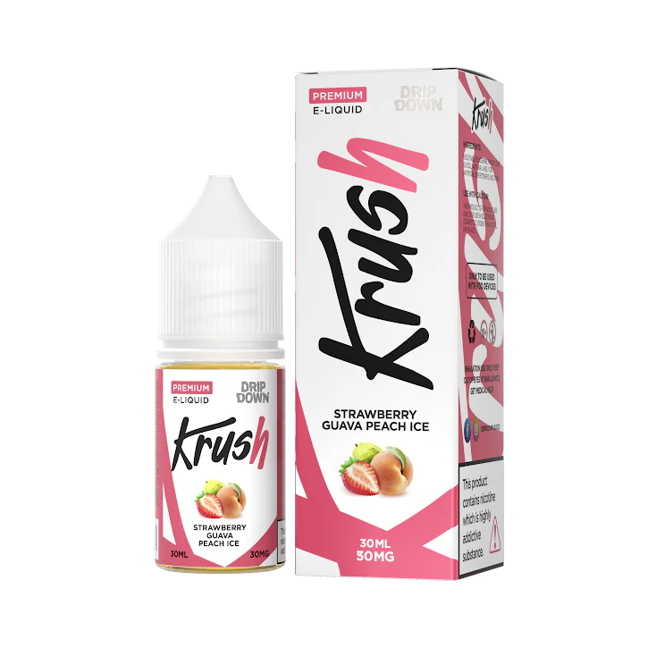 DRIP DOWN KRUSH SERIES STRAWBERRY GUAVA PEACH ICE 30MG,50MG -  30ML - MrVapora.pk