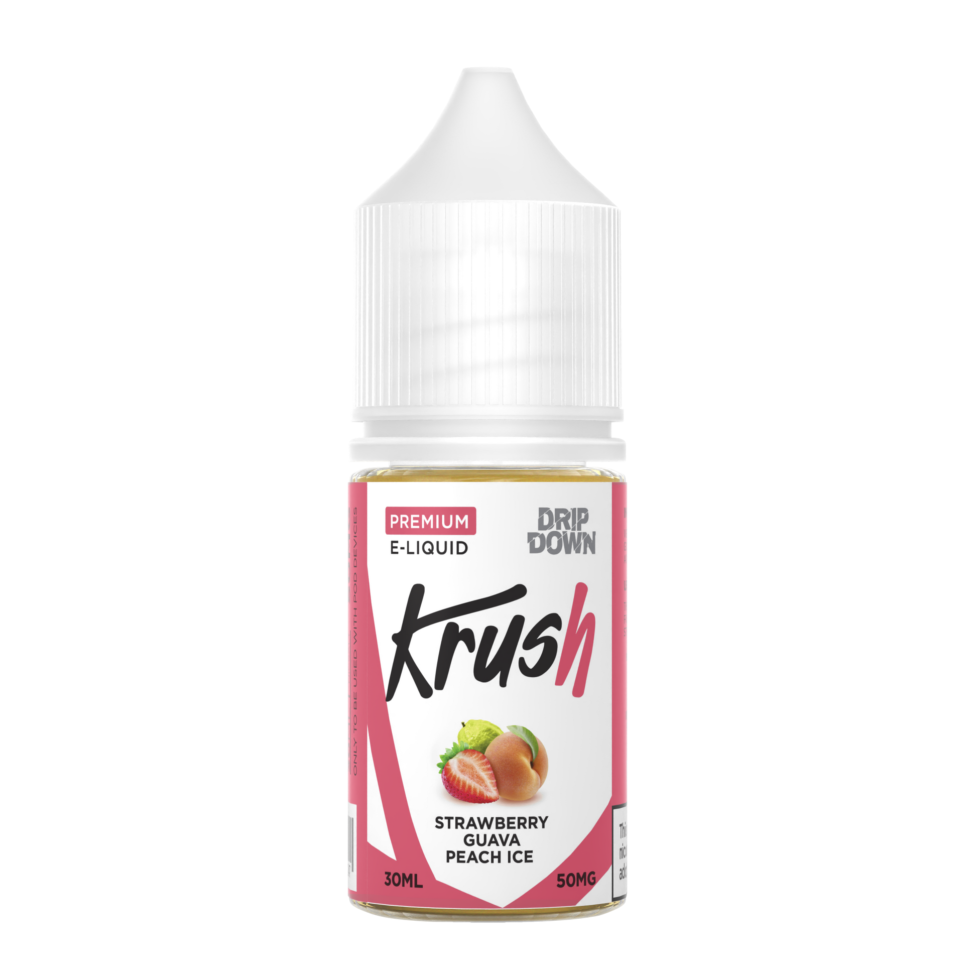 DRIP DOWN KRUSH SERIES STRAWBERRY GUAVA PEACH ICE 30MG,50MG -  30ML - MrVapora.pk