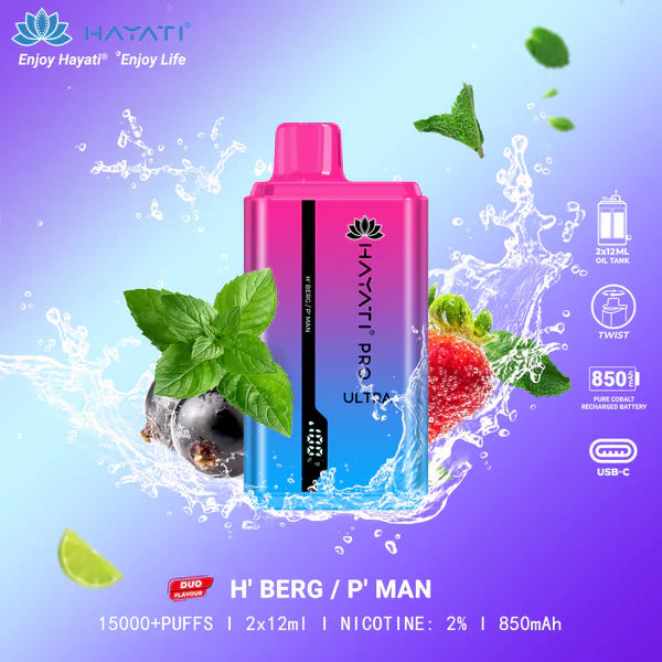 HAYATI PRO ULTRA HIZEN BERG / TROPICAL MANGO 15000 PUFFS - MrVapora.pk