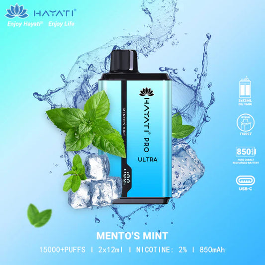 HAYATI PRO ULTRA MENTO'S MINT 15000 PUFFS - MrVapora.pk