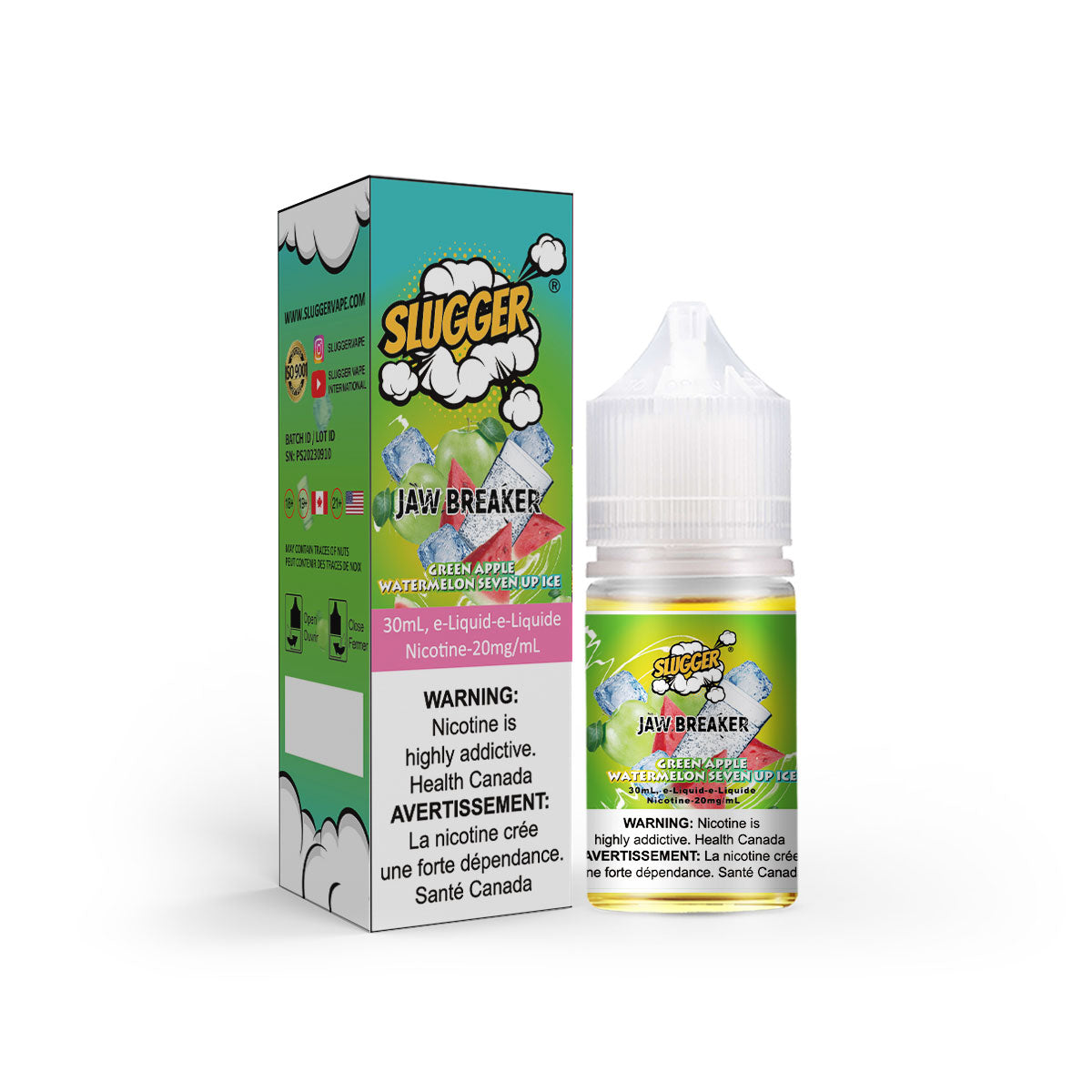 J GREEN APPLE WATERMELON SEVEN UP ICE 20MG,35MG,50MG 30MLL - SLUGGER JAW BREAKER - MrVapora.pk