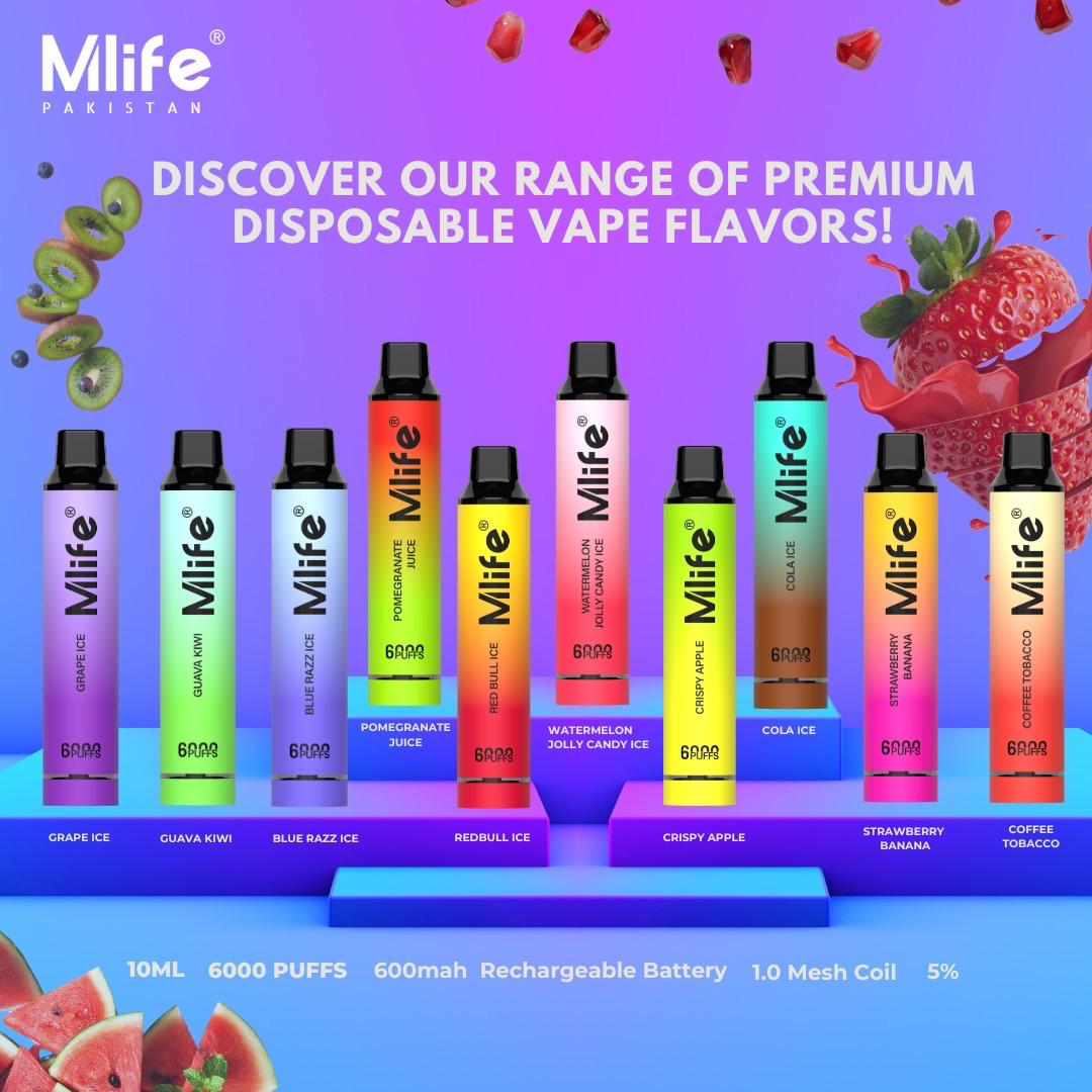 MLIFE DISPOSABLES 6000 PUFFS 50MG AT BEST PRICE - MrVapora.pk