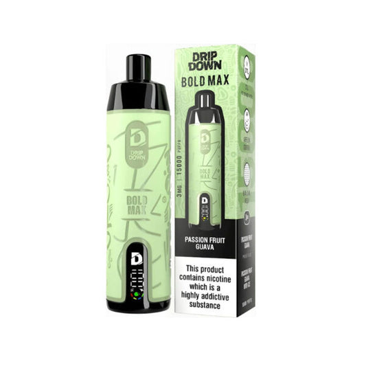 PASSION FRUIT GUAVA 3MG - DRIP DOWN BOLD MAX DISPOSABLE 15000 PUFFS - MrVapora.pk