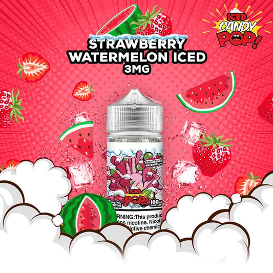 POPVAPORS - STRAWBERRY WATERMELON ICED E-LIQUID 3MG - 100ML - MrVapora.pk
