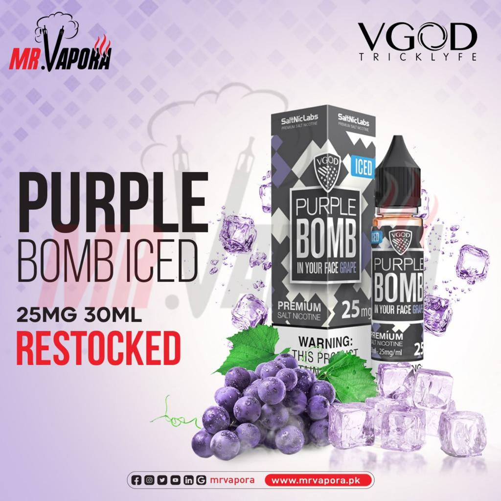PURPLE BOMB ICED VGOD SALT NIC E-LIQUID 30ML - MrVapora.pk