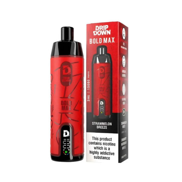 STRAWMELON BREEZE 3MG - DRIP DOWN BOLD MAX DISPOSABLE 15000 PUFFS - MrVapora.pk