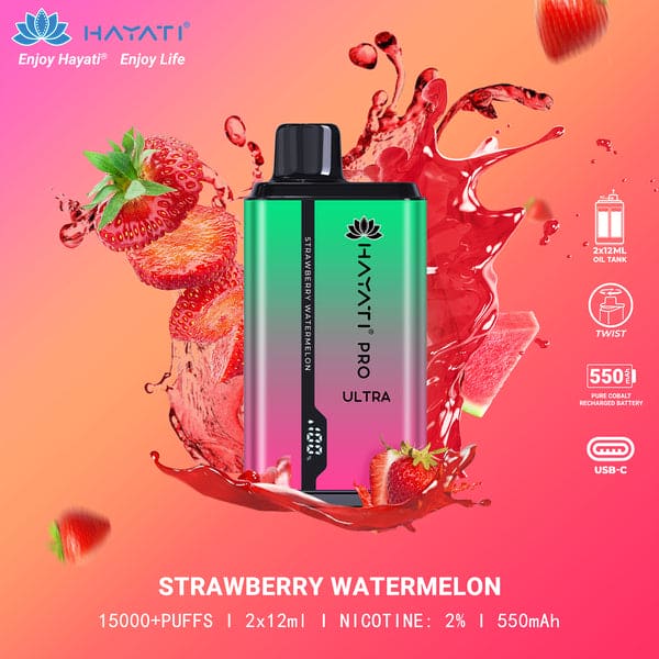 HAYATI PRO ULTRA STRAWBERRY WATERMELON  15000 PUFFS - MrVapora.pk