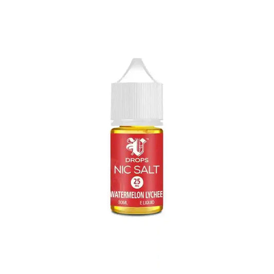 V DROPS – NIC SALT WATERMELON LYCHEE 30ML 25MG AT BEST PRICE - MrVapora.pk