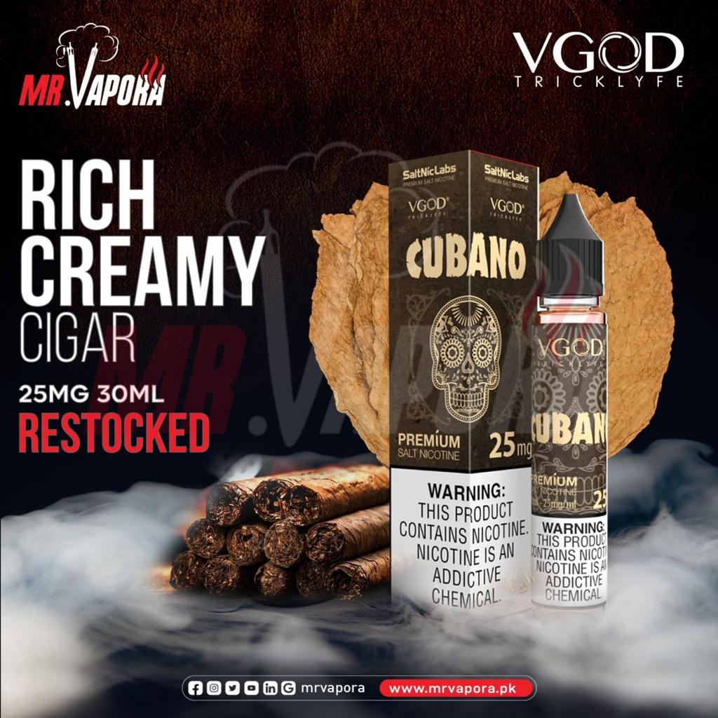 VGOD CUBANO BROWN RICH CREAMY CIGAR SALTNIC 30ML - MrVapora.pk