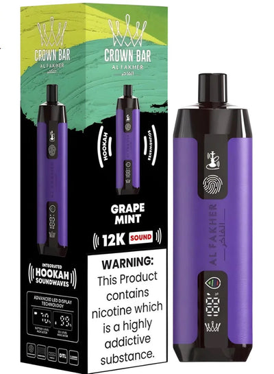 Al Fakher Crown Bar 12k Puffs Disposable Vape with Integrated Hookah Soundwaves - MrVapora.pk